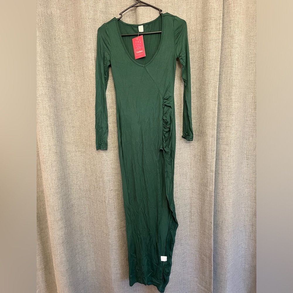 Verdusa Women's Long Sleeve Scoop Neck High Slit Long Maxi Dress XSMALL - Picture 6 of 8